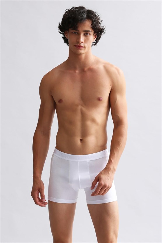 Mısırlı Modal by TENCEL Compact Cotton Klasik Boxer Beyaz