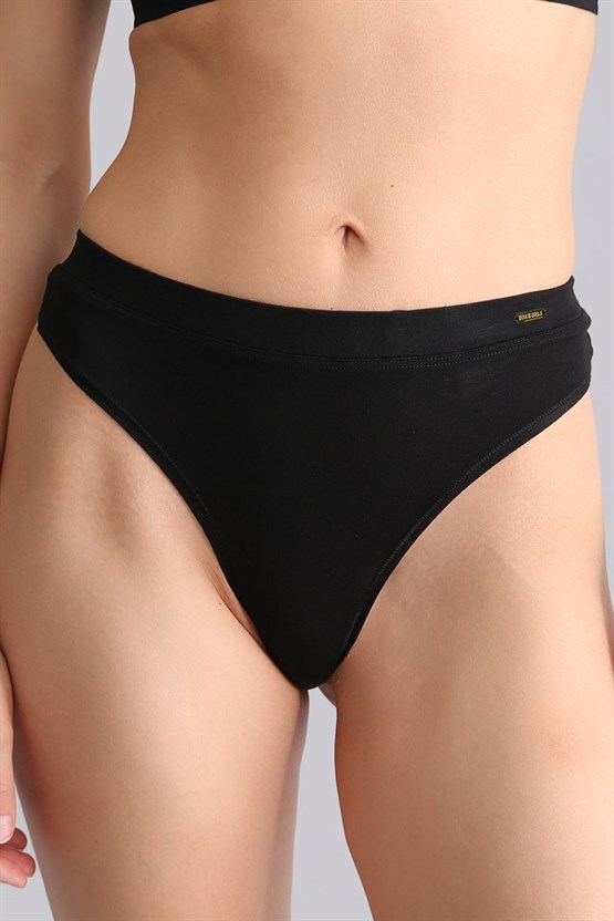 Mısırlı Modal by TENCEL Gizli Lastikli Altın Tanga Siyah