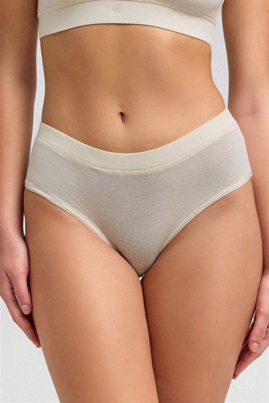 Mısırlı Modal by TENCEL HERA Brief Gizli Lastikli 3lü Slip Külot Ekru