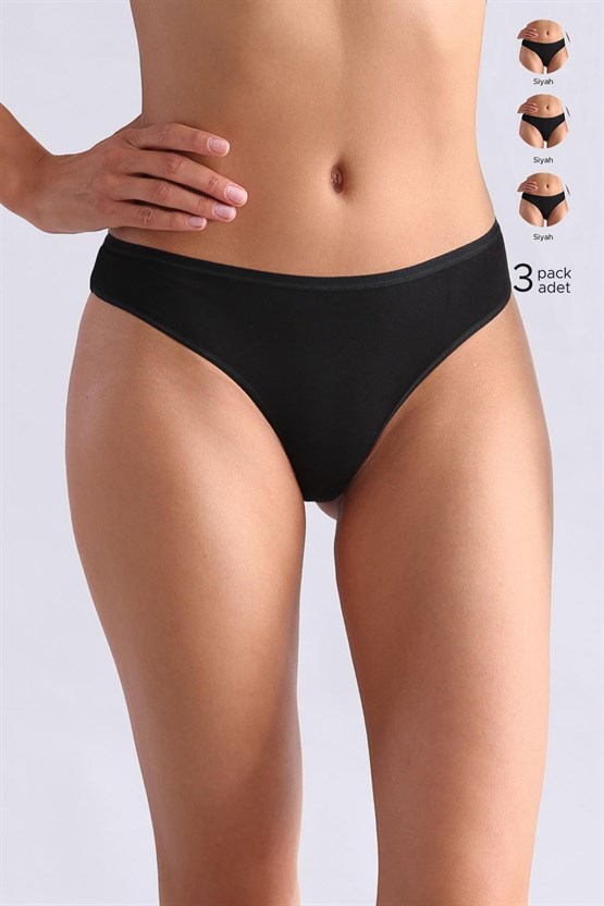 Mısırlı Modal by TENCEL HERA Brief İnce Lastikli 3lü Slip Külot Siyah