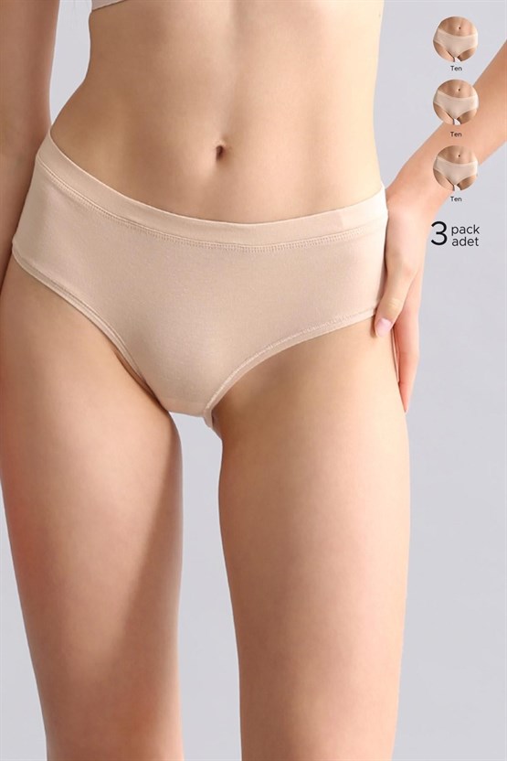 Mısırlı Modal by TENCEL HERA Gizli Lastikli Brazillian 3lü Külot Ten Rengi