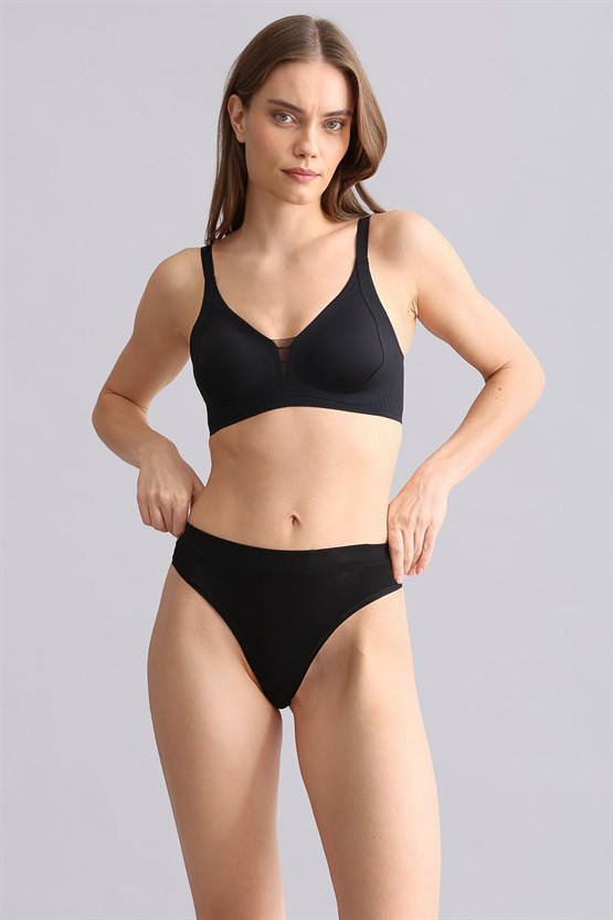 Mısırlı Modal by TENCEL HERA Gizli Lastikli 3lü Tanga Siyah