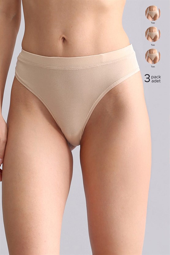 Mısırlı Modal by TENCEL HERA Gizli Lastikli 3lü Tanga Ten Rengi