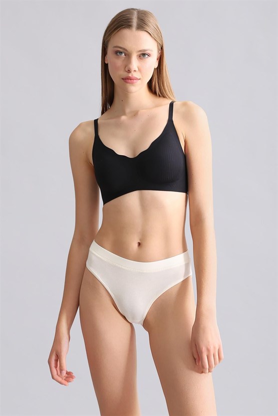 Mısırlı Modal by TENCEL HERA Gizli Lastikli Brazillian 3lü Külot Siyah-Beyaz-Ten
