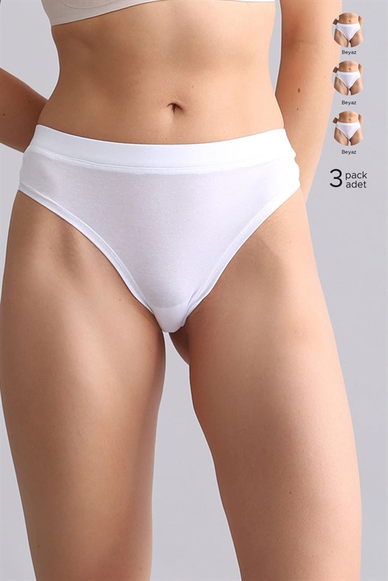 Mısırlı Modal by TENCEL HERA Gizli Lastikli 3lü Tanga Beyaz