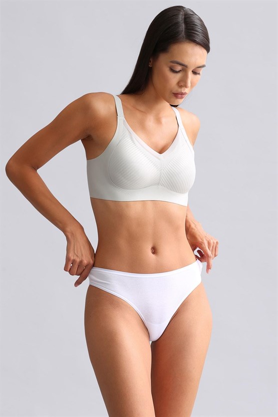 Mısırlı Modal by TENCEL HERA İnce Lastikli 3lü Brazillian Külot Beyaz
