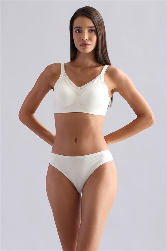 Mısırlı Modal by TENCEL HERA İnce Lastikli 3lü Brazillian Külot Ekru