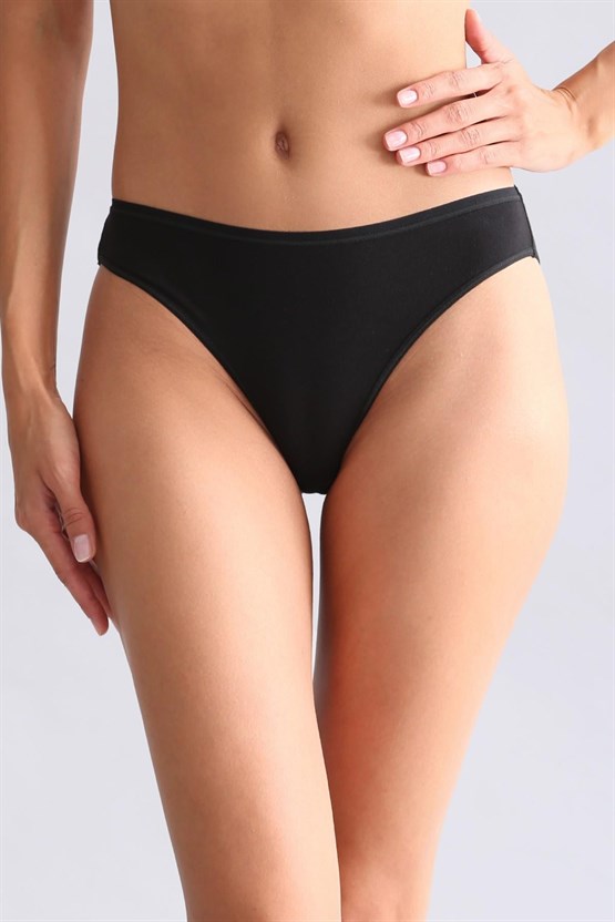 Mısırlı Modal by TENCEL HERA İnce Lastikli 3lü Brazillian Külot Siyah-Beyaz-Ten