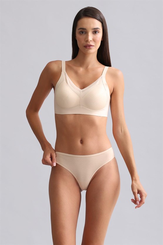 Mısırlı Modal by TENCEL HERA İnce Lastikli 3lü Brazillian Külot Ten