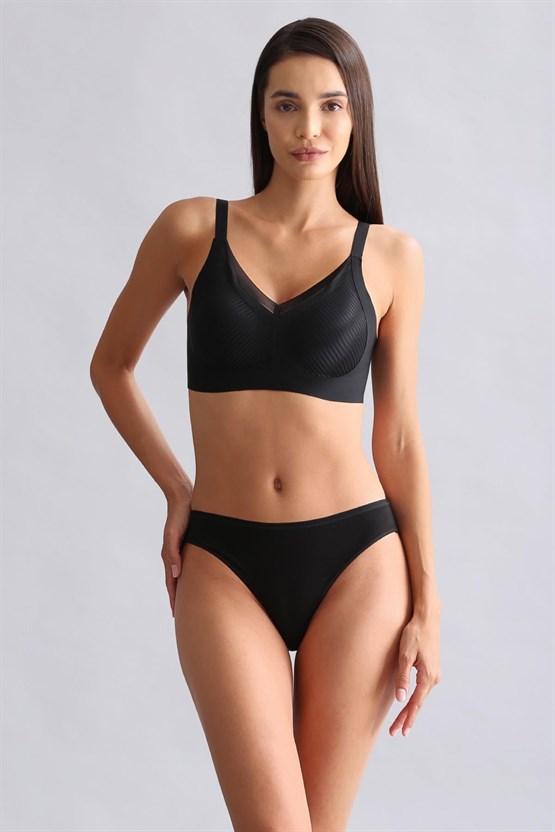 Mısırlı Modal by TENCEL HERA İnce Lastikli 3lü Brazillian Külot Siyah