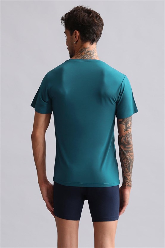 Mısırlı Modal by TENCEL HERCULES Slim Fit Bisiklet Yaka Fanila / T-Shirt Fit Green
