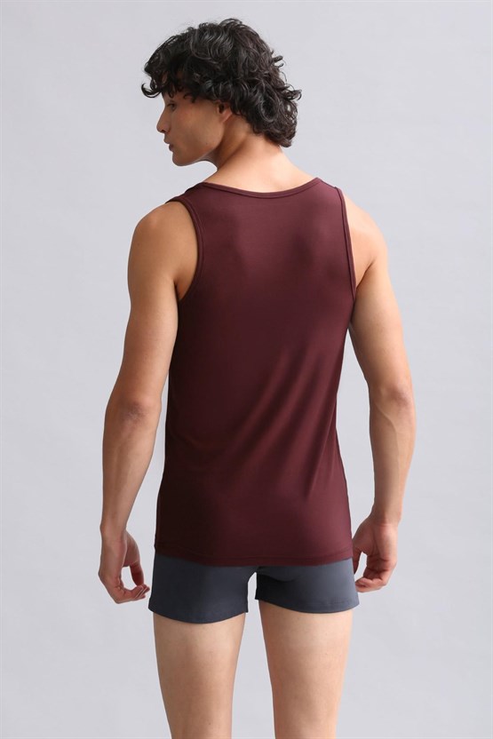 Mısırlı Modal by TENCEL HERCULES Slim Fit Basic Atlet Bordo