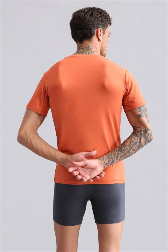 Mısırlı Modal by TENCEL HERCULES Slim Fit Bisiklet Yaka Fanila / T-Shirt Pas Kırmızı