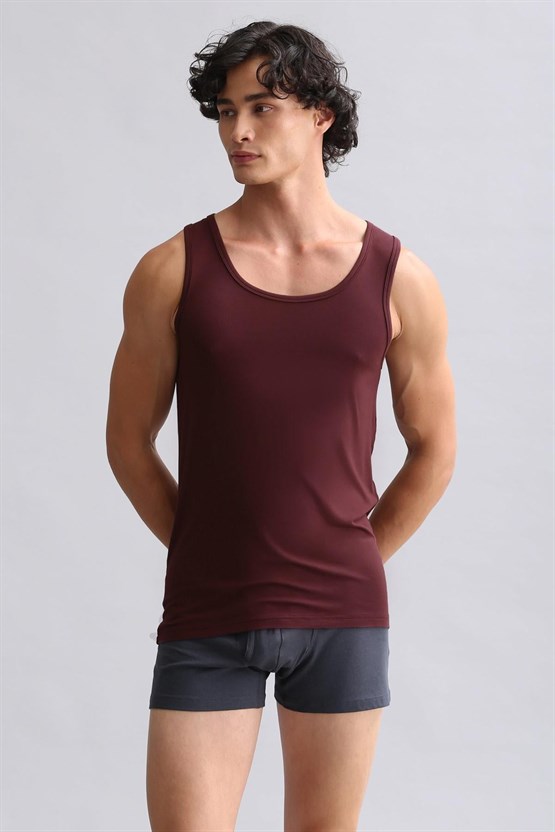 Mısırlı Modal by TENCEL HERCULES Slim Fit Basic Atlet Bordo