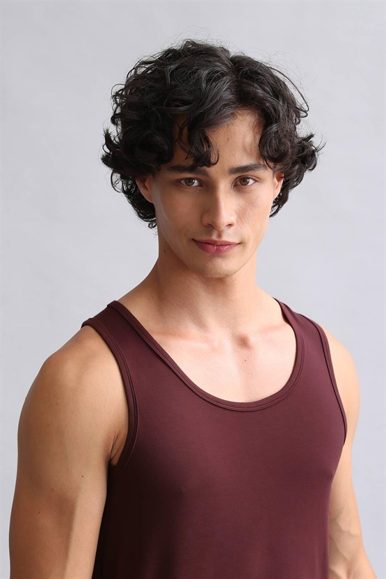 Mısırlı Modal by TENCEL HERCULES Slim Fit Basic Atlet Bordo