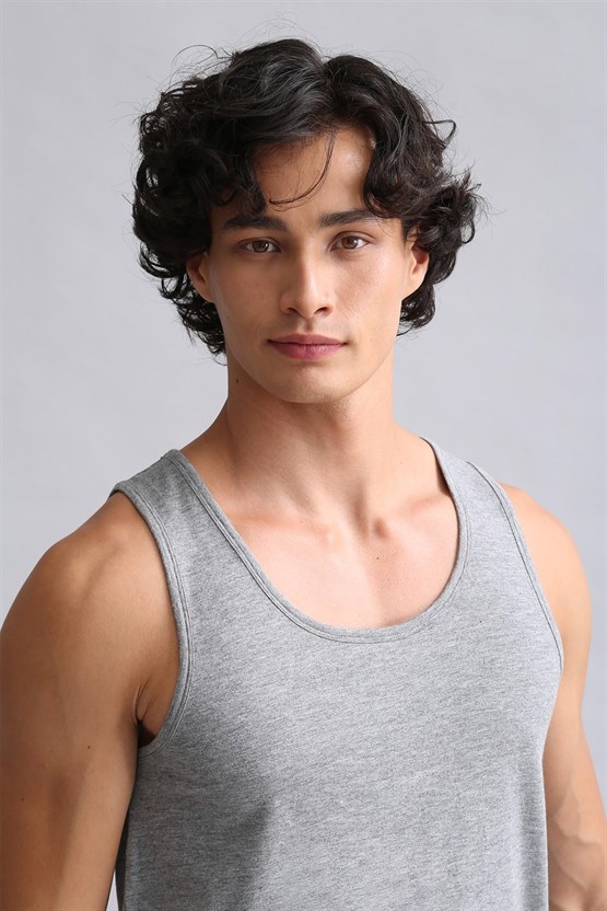 Mısırlı Modal by TENCEL HERCULES Slim Fit Basic Atlet Gri Melanj