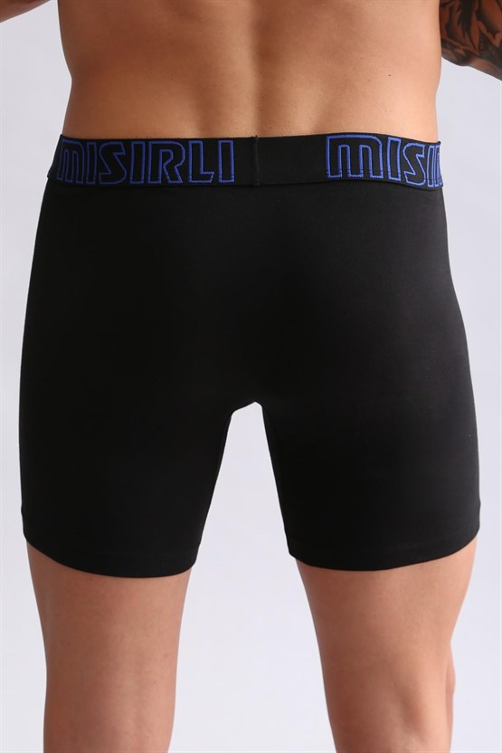 Mısırlı Modal by TENCEL SPARTACUS PERFORMANCE Long Boxer Mavi Lastikli Siyah