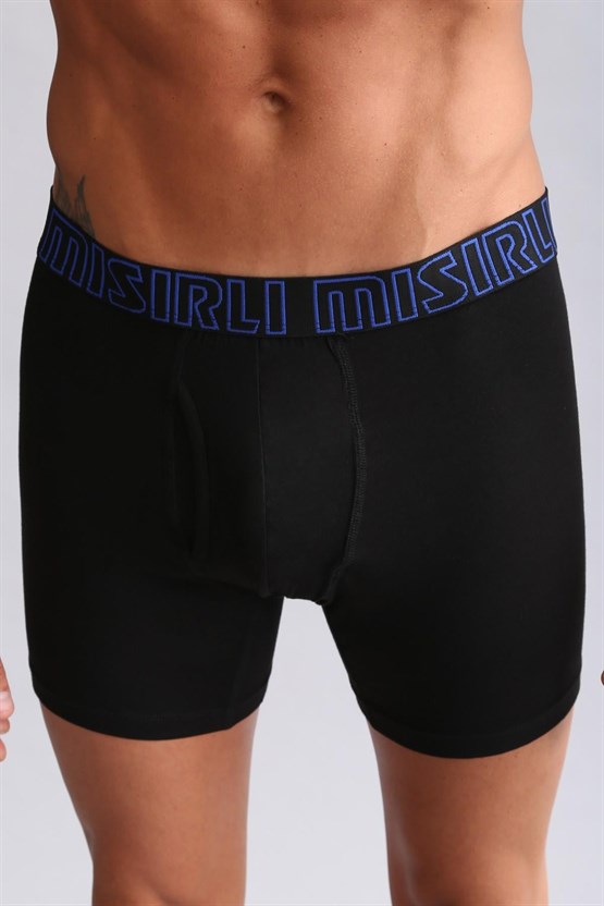 Mısırlı Modal by TENCEL SPARTACUS PERFORMANCE Long Boxer Mavi Lastikli Siyah