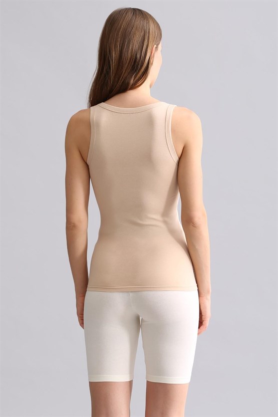 Mısırlı Modal by TENCEL U HELEN Kalın Askılı Long T-Shirt / Atlet Ten