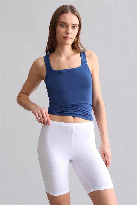 Mısırlı Modal by TENCEL U HELEN Kalın Askılı Long T-Shirt / Atlet Gece Mavisi