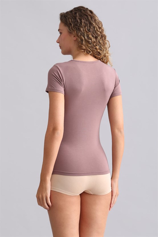 Mısırlı Modal by TENCEL VICTORIA Bisiklet Yaka Fanila / T-Shirt Lavender