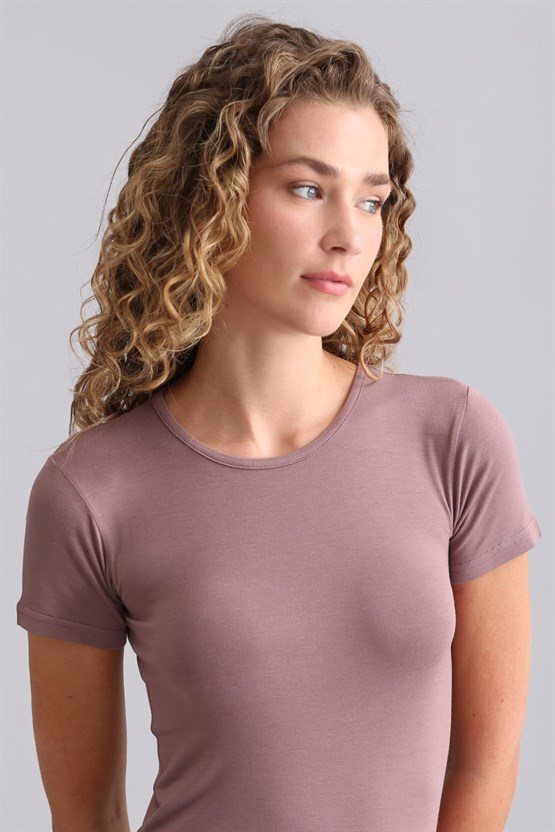 Mısırlı Modal by TENCEL VICTORIA Bisiklet Yaka Fanila / T-Shirt Lavender