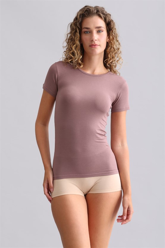 Mısırlı Modal by TENCEL VICTORIA Bisiklet Yaka Fanila / T-Shirt Lavender
