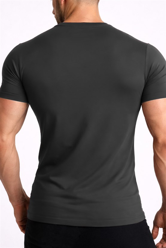 Mısırlı ORGANIC Pamuklu HERCULES Slim Fit Bisiklet Yaka Fanila / T-Shirt Antrasit