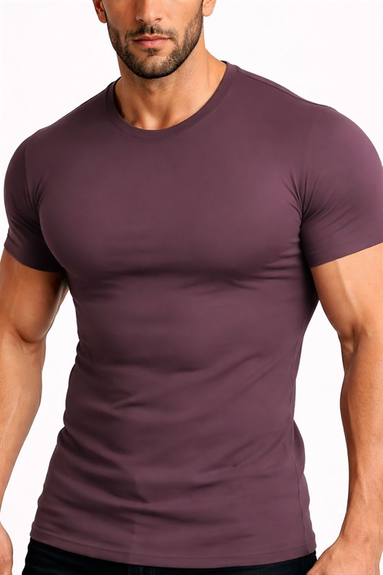 Mısırlı ORGANIC Pamuklu HERCULES Slim Fit Bisiklet Yaka Fanila / T-Shirt Mor