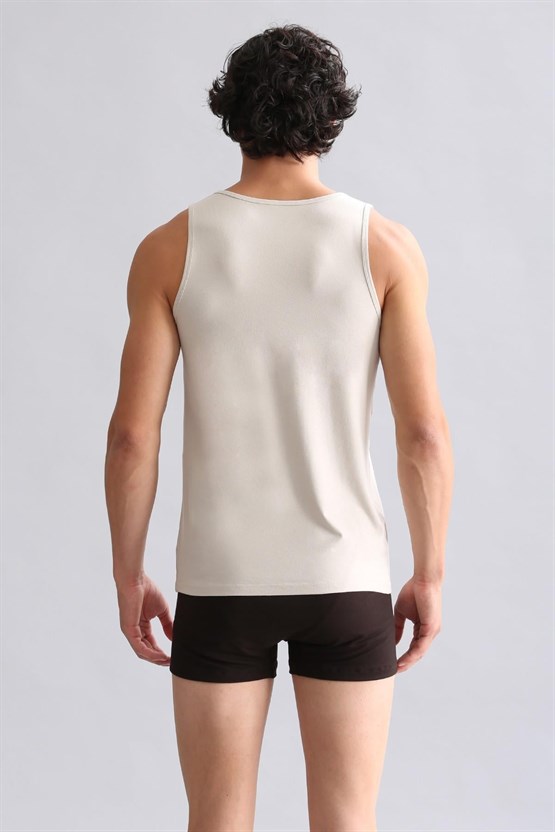 Mısırlı ORGANIC Pamuklu HERCULES Slim Fit Basic Atlet Toprak Bej