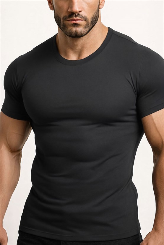 Mısırlı ORGANIC Pamuklu HERCULES Slim Fit Bisiklet Yaka Fanila / T-Shirt Antrasit