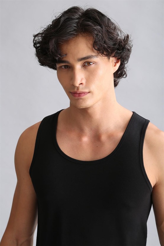 Mısırlı ORGANIC Pamuklu HERCULES Slim Fit Basic Atlet Siyah