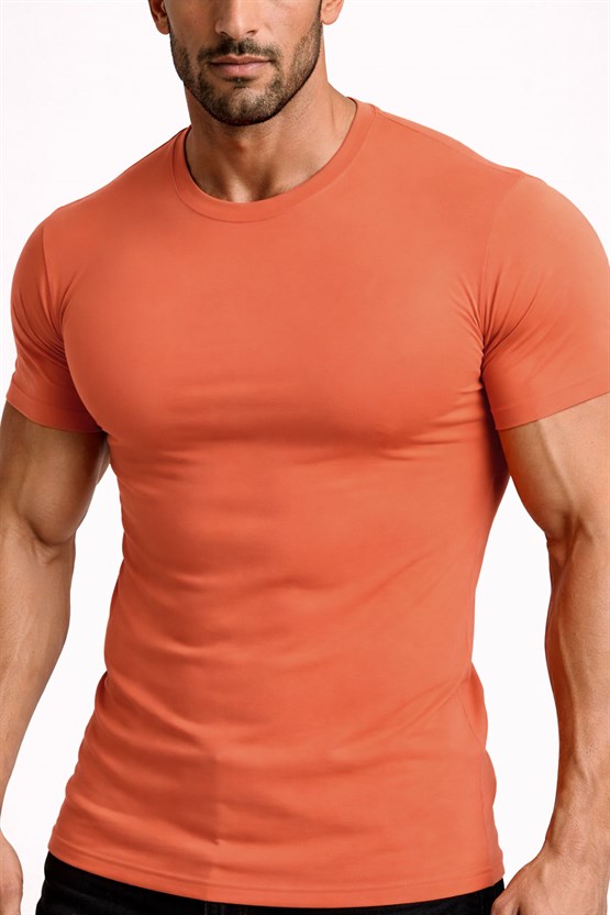Mısırlı ORGANIC Pamuklu HERCULES Slim Fit Bisiklet Yaka Fanila / T-Shirt Pas Kırmızı