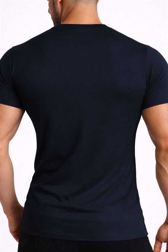 Mısırlı ORGANIC Pamuklu HERCULES Slim Fit Bisiklet Yaka Fanila / T-Shirt Lacivert