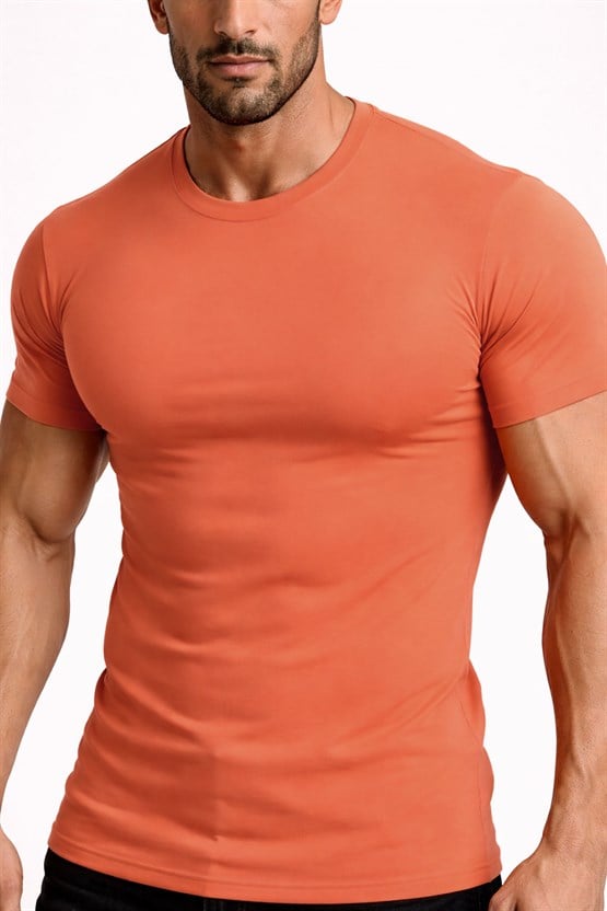 Mısırlı ORGANIC Pamuklu HERCULES Slim Fit Bisiklet Yaka Fanila / T-Shirt Pas Kırmızı