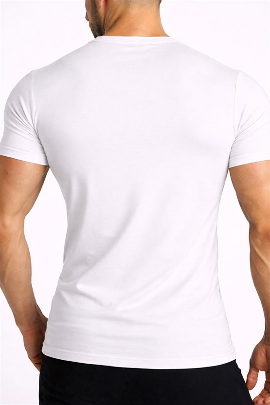 Mısırlı ORGANIC Pamuklu HERCULES Slim Fit Bisiklet Yaka Fanila / T-Shirt Beyaz