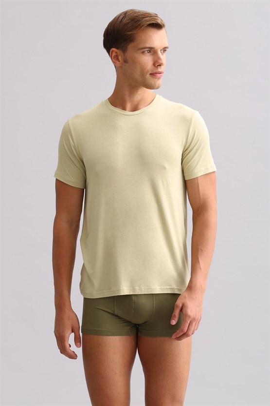 Mısırlı ORGANIC Pamuklu ZEUS LUXURY Regular Fit Bisiklet Yaka Fanila / T-Shirt Haki Ada