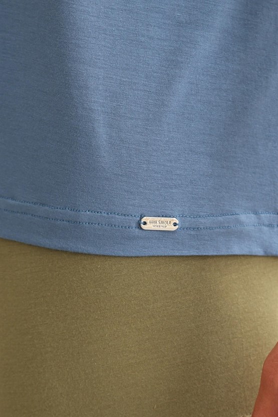 Mısırlı ORGANIC Pamuklu ZEUS LUXURY Regular Fit Bisiklet Yaka Fanila / T-Shirt Gece Mavisi