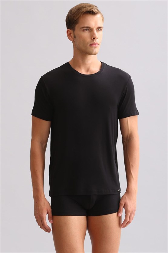 Mısırlı ORGANIC Pamuklu ZEUS LUXURY Regular Fit Bisiklet Yaka Fanila / T-Shirt Siyah