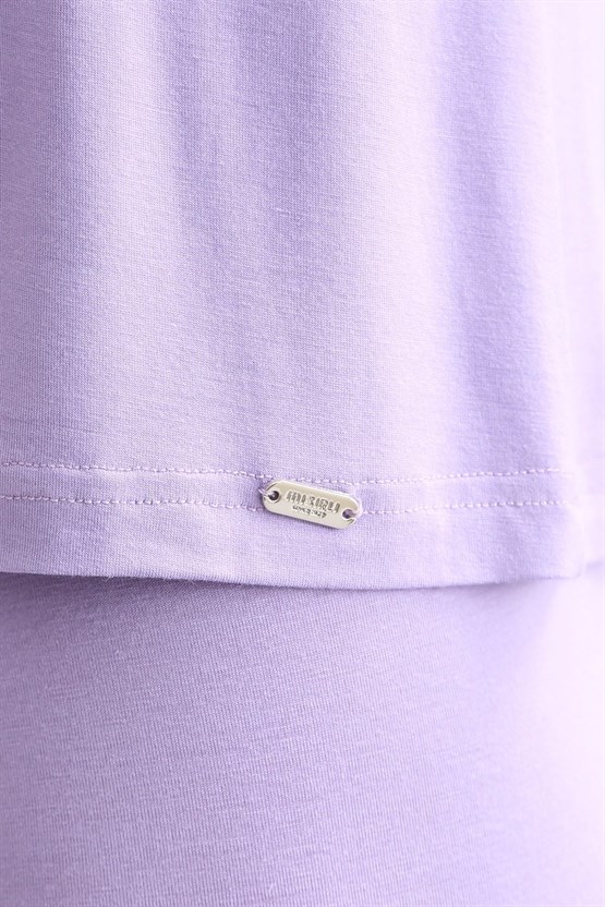 Mısırlı ORGANIC Pamuklu ZEUS LUXURY Regular Fit Bisiklet Yaka Sporcu Atlet / T-Shirt Mor