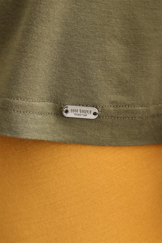 Mısırlı ORGANIC Pamuklu ZEUS LUXURY Regular Fit V Yaka Sporcu Atlet / T-Shirt Haki Zeytin