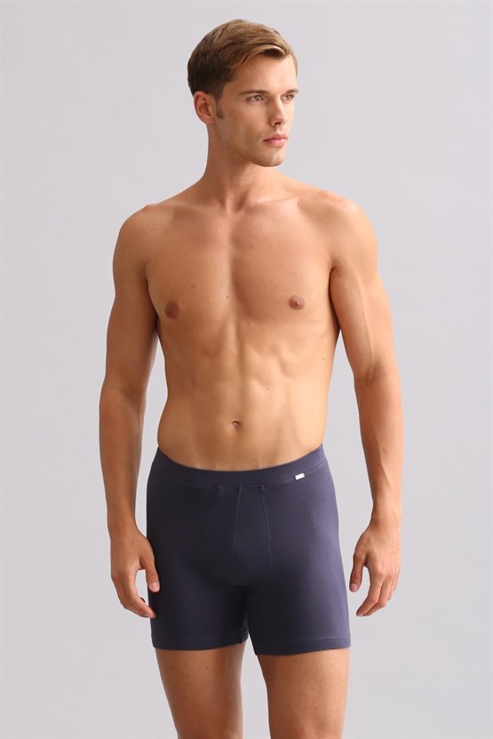 Mısırlı ORGANIC Pamuklu ZEUS LUXURY Regular Fit Metal Armalı Long Boxer Antrasit