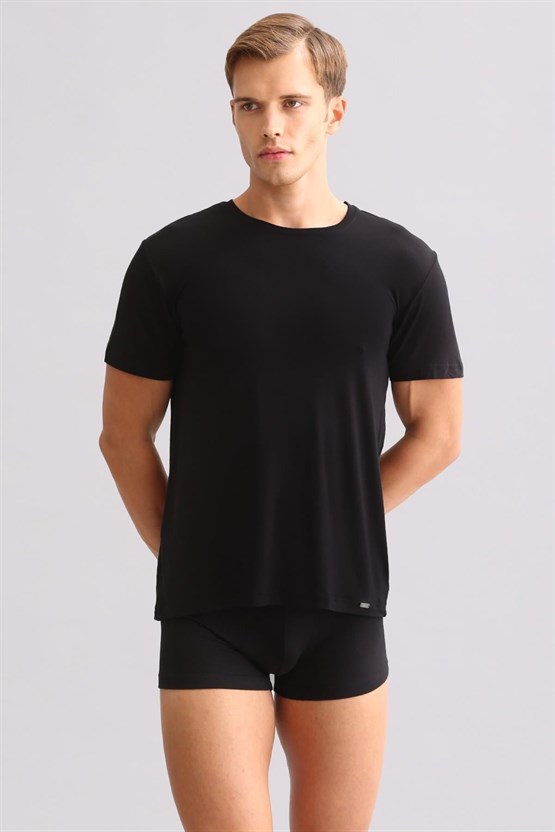 Mısırlı ORGANIC Pamuklu ZEUS LUXURY Regular Fit Bisiklet Yaka Fanila / T-Shirt Siyah