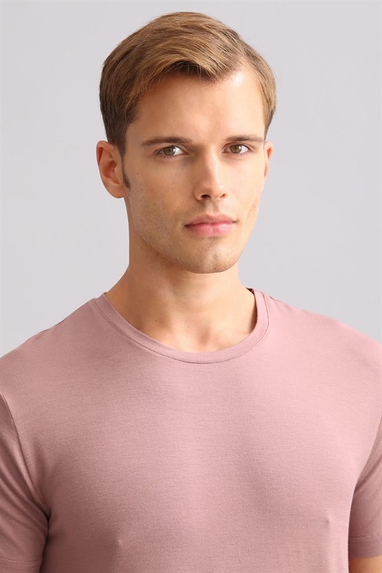 Mısırlı ORGANIC Pamuklu ZEUS LUXURY Regular Fit Bisiklet Yaka Fanila / T-Shirt Lavender