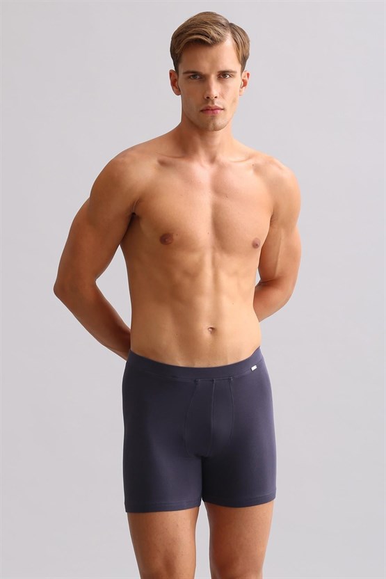 Mısırlı ORGANIC Pamuklu ZEUS LUXURY Regular Fit Metal Armalı Long Boxer Antrasit