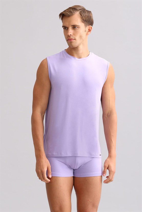 Mısırlı ORGANIC Pamuklu ZEUS LUXURY Regular Fit Bisiklet Yaka Sporcu Atlet / T-Shirt Mor