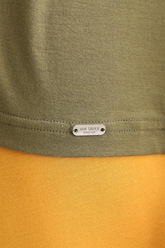 Mısırlı ORGANIC Pamuklu ZEUS LUXURY Regular Fit Bisiklet Yaka Sporcu Atlet / T-Shirt Haki Zeytin