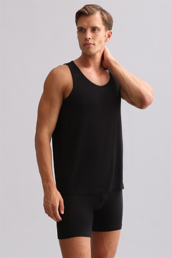 Mısırlı ORGANIC Pamuklu ZEUS LUXURY Regular Fit Basic Atlet Siyah