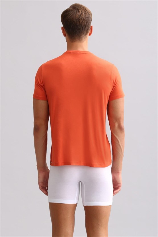 Mısırlı ORGANIC Pamuklu ZEUS LUXURY Regular Fit V Yaka Fanila / T-Shirt Pas Kırmızı