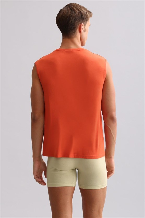 Mısırlı ORGANIC Pamuklu ZEUS LUXURY Regular Fit V Yaka Sporcu Atlet / T-Shirt Pas Kırmızı